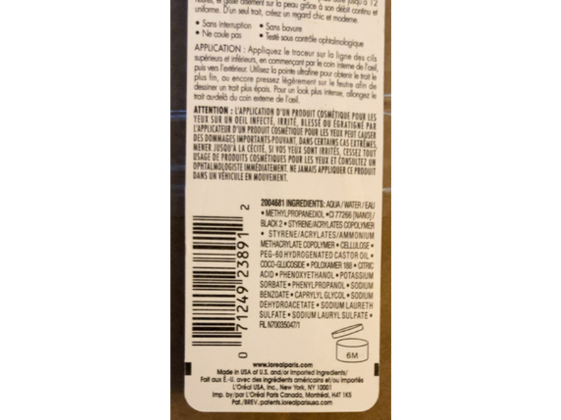 L'Oreal Paris Infallible The Super Slim Liquid Eyeliner, 400 Black Noir, 0.034 fl oz/10 mL