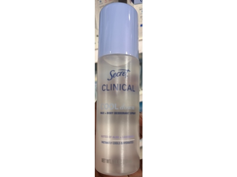 Secret Clinical Face + Body Deodorant Spray, Cool Down, 5 oz/147 mL
