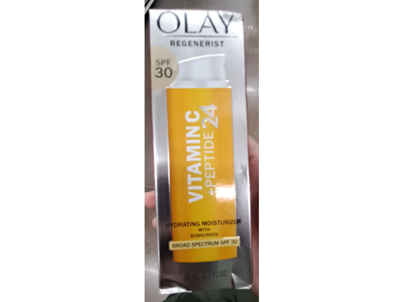 Olay Regenerist Vitamin C + Peptide 24 Hydrating Moisturizer, SPF 30, 1.7 fl oz/50 mL