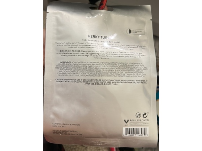 INC.Redible Perky Turkey Moisturizing Bum Masks, Jojoba Oil, 0.84 fl oz/25 mL, 1 Pair