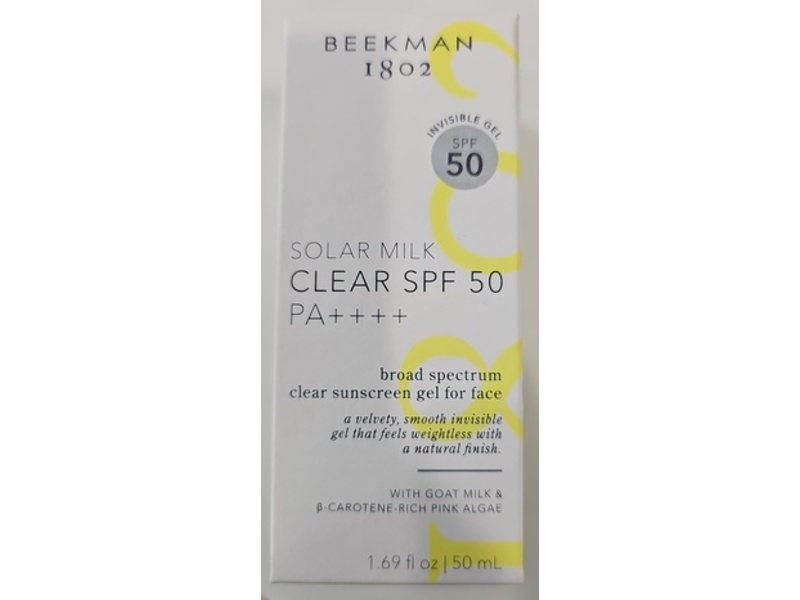 Beekman 1802 Solar Milk Clear Sunscreen Face Gel, SPF 50 PA++++, 1.69 fl oz/50 mL