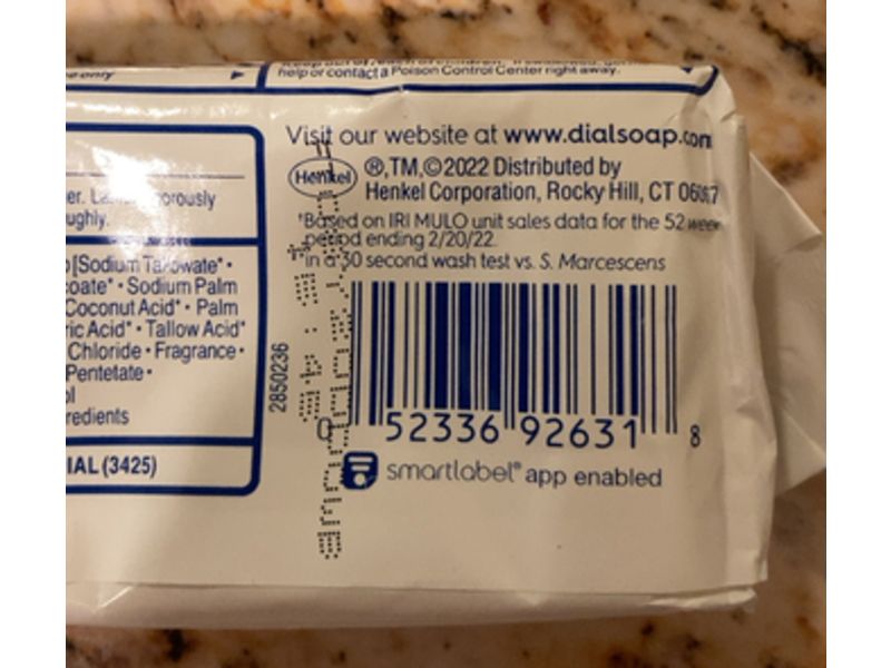 Dial Complete Antibacterial Clean Deodorant Bar Soap, White, 4 oz/113 g, 8 Count