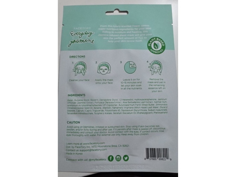 FaceTory Everyday Moisturizing Mask, Jasmine, 0.61 fl oz/23 g, Pack Of 5