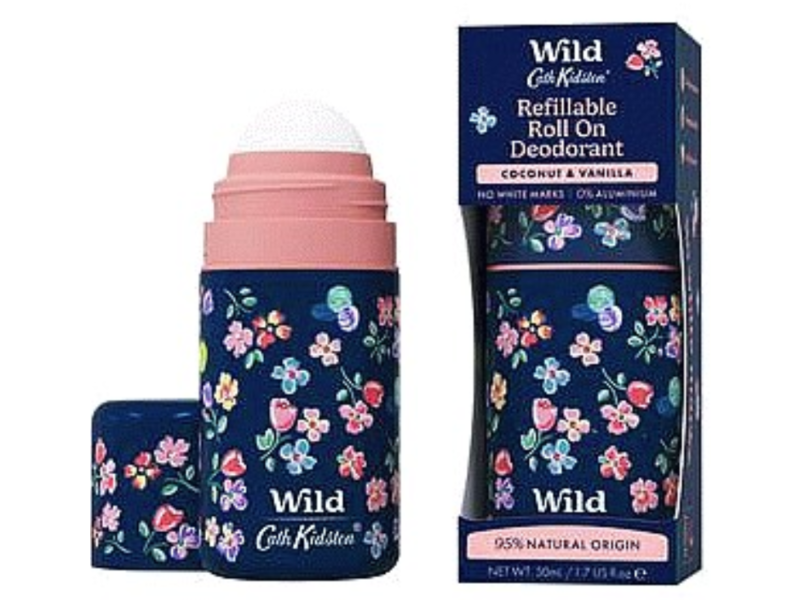 Wild Refillable Roll On Deodorant, Coconut & Vanilla, 1.7 fl oz/50 mL