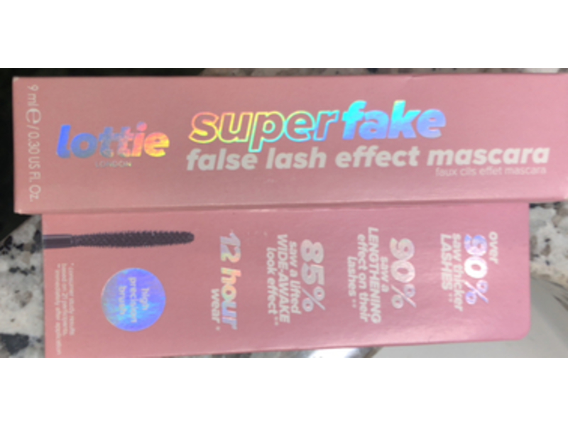 Lottie London Super Fake False Lash Effect Mascara, Black, 0.30 fl oz/9 mL