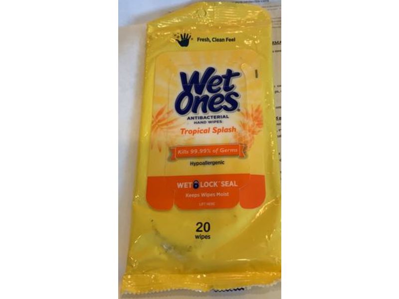 Wet Ones Antibacterial Hand Wipes, Tropical Splash, 20 Count, Pack Of 6