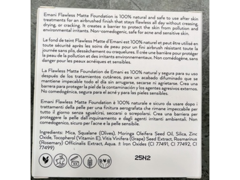 Emani​ Flawless Matte Powder Foundation, Nude Beige, 0.42 oz/12 g