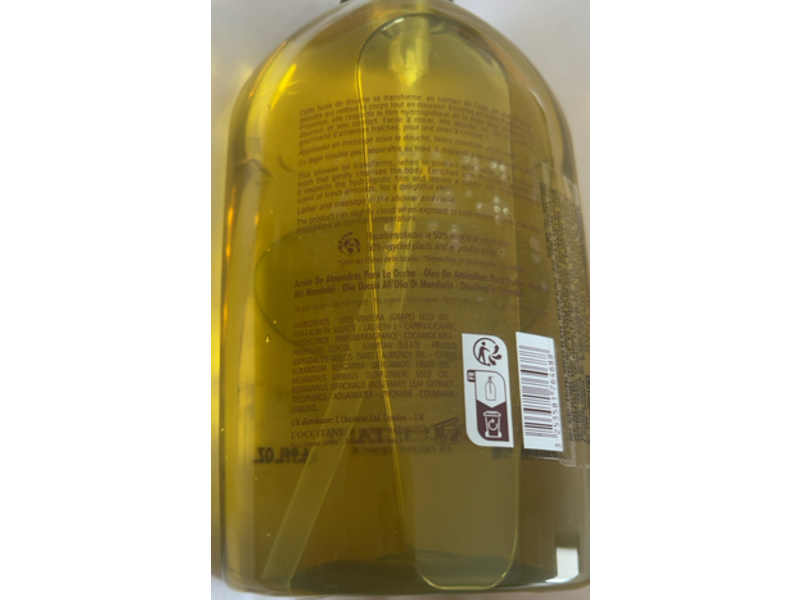L'Occitane Shower Oil, Almond Oil, 16.9 fl oz/500 mL