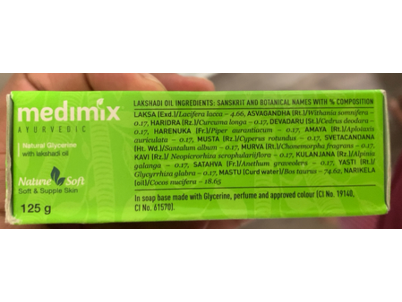 Medimix Ayurvedic Natural Glycerine Soap with Lakshadi Oil, 4.41 oz/125 g, Pack Of 3