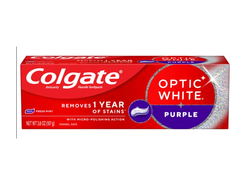 Colgate Optic White Anticavity Fluoride Toothpaste, Fresh Mint, Purple, 3.8 fl oz/107 g