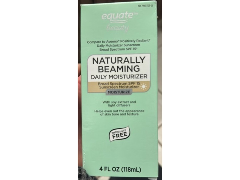 Equate Beauty Naturally Beaming Daily Sunscreen Moisturizer, SPF 15, 4 fl oz/118 mL