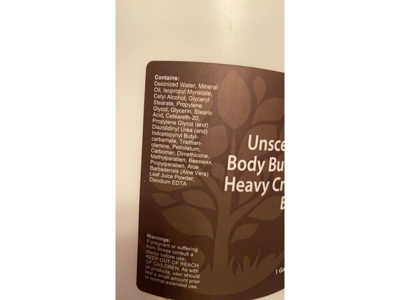 Nature's Oil Body Butter Heavy Cream, Unscented, 1 Gallon