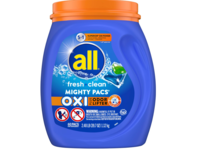 All Oxi Plus Odor Lifter Mighty Pacs Detergent Pacs, Fresh Clean, 39.7 oz/1.12 kg, 60 Count - thumbnail 1