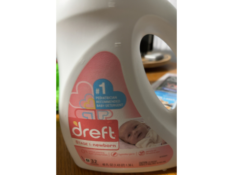 Dreft Stage 1 Newborn Baby Liquid Laundry Detergent, 32 loads, 46 fl oz/1.36 L