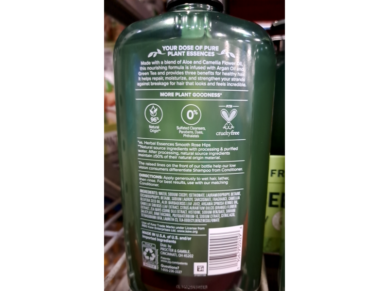 Herbal Essences Repair Moisture & Strength Shampoo, Argan Oil & Green Tea, 33.8 fl oz/1 L