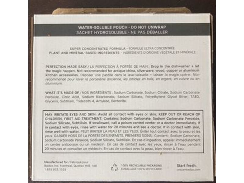 The Unscented Company Dish Tabs, 12.7 oz/360 g, 30 Count, Pack Of 4