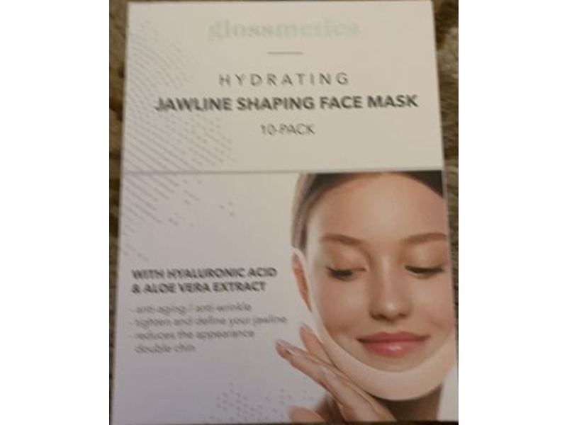 Glossmetics Hydrating Jawline Shaping Face Mask, Hyaluronic Acid & Aloe Vera Extract, Pack Of 10