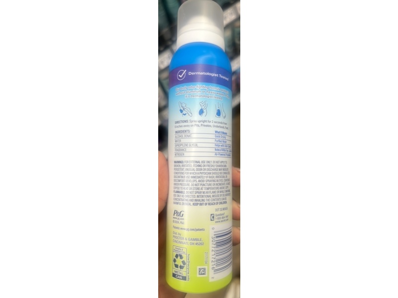 Secret Whole Body Deodorant Body Spray White Tea & Jasmine, 3.5 oz/99 g