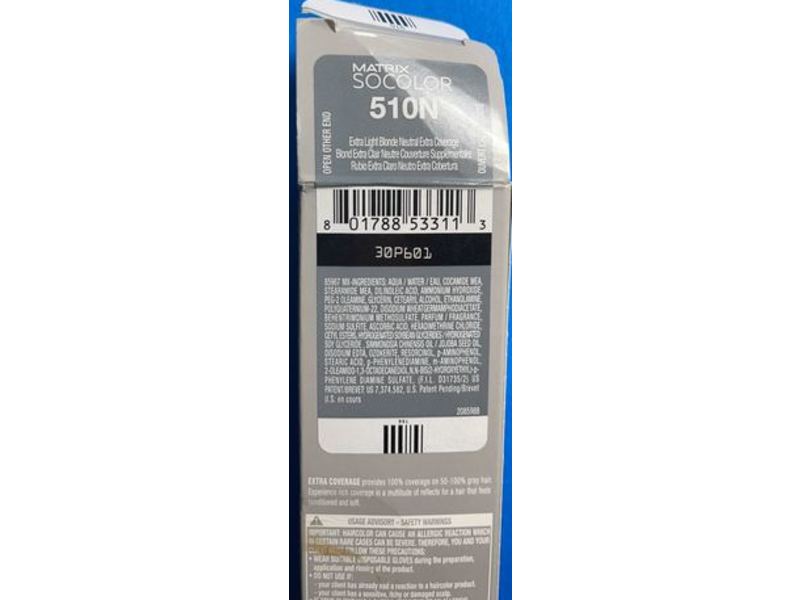 Matrix Socolor Extra Coverage Permanent Hair Color, 510N Extra Light Blonde Neutral, 3 oz/85 g