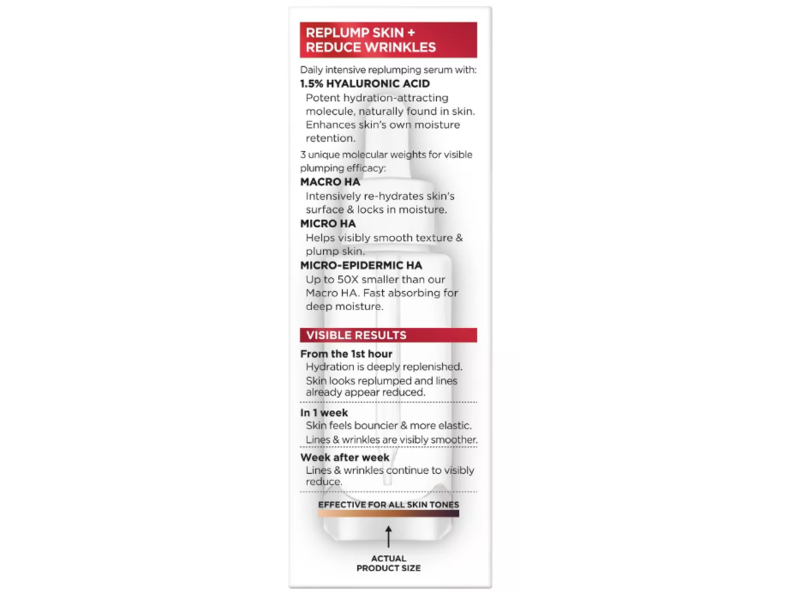 L'Oreal Paris Revitalift Derm Intensives Plumping Serum, Hyaluronic Acid, 1.0 fl oz/30 mL