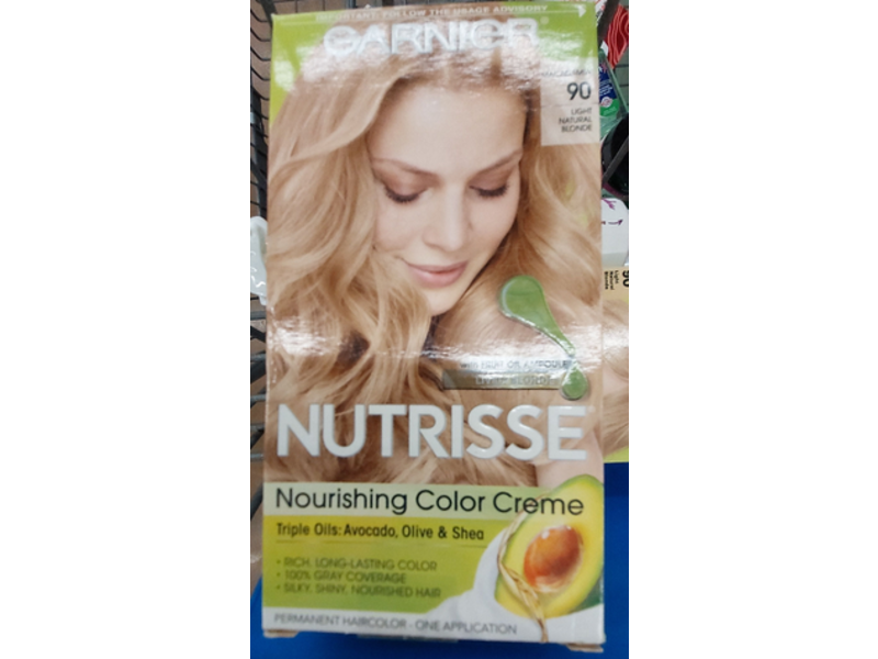 Garnier Nutrisse Nourishing Permanent Color Creme, 90 Light Natural Blonde, One Application