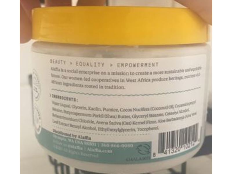 Alaffia Whipped Shea Butter Scrub Cleanse Exfoliate, Ortmeal & Aloe, 11 oz/ 312 g