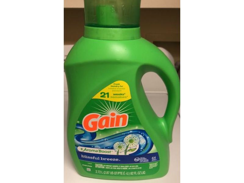 Gain + Aroma Boost Liquid Laundry Detergent, Blissful Breeze, 64 Loads, 92 fl oz/2.72 L