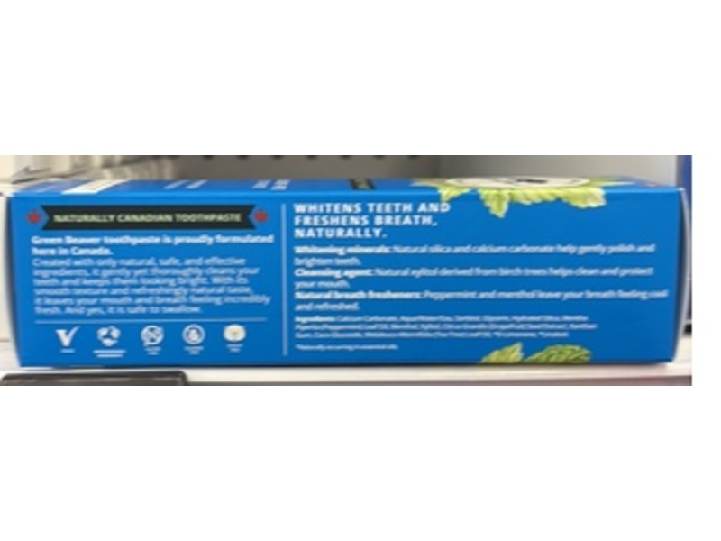 Green Beaver Toothpaste, Frosty Mint, 2.5 fl oz/75 mL