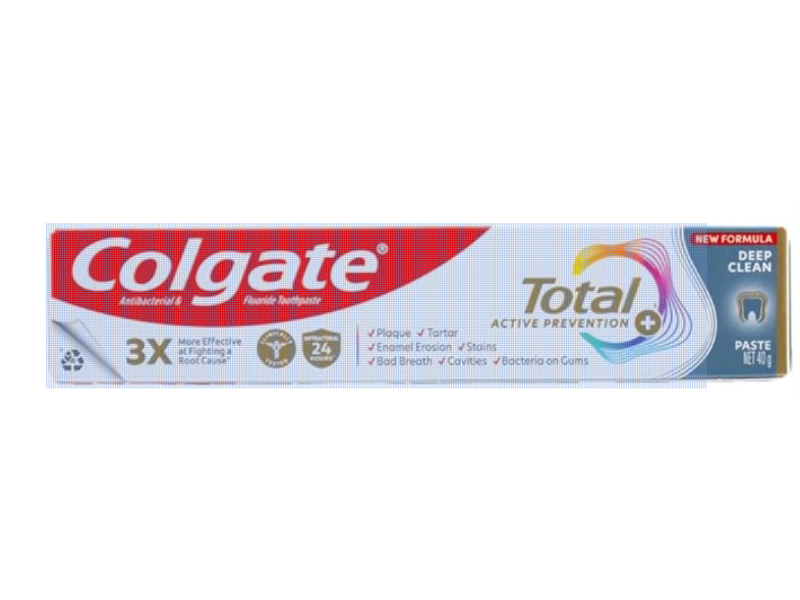 Colgate Total Active Prevention + Fluoride Toothpaste, Deep Clean, 40 g