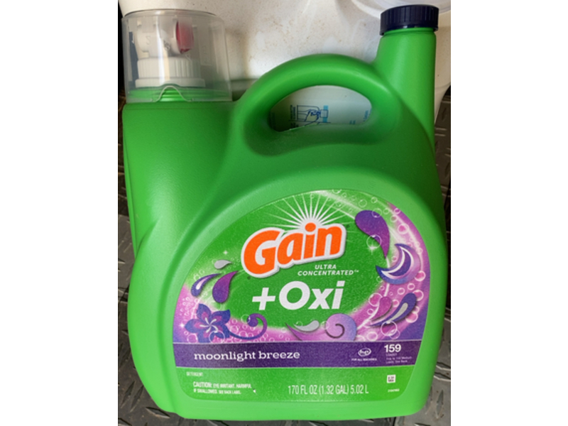 Gain +Oxi Liquid Laundry Detergent, Moonlight Breeze, 159 Loads ,170 fl oz/5.02 L