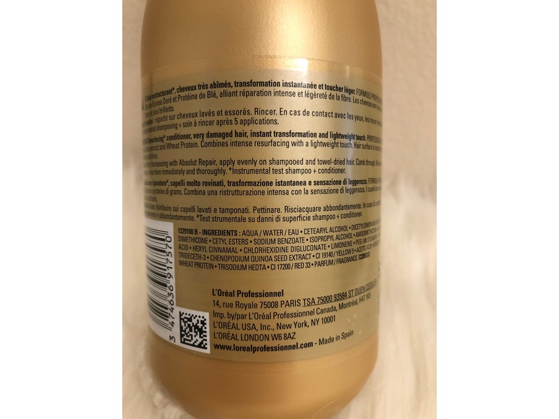 L'oreal Paris Seriee Expert Gold Quinoa + Protein Absolut Repair Conditioner, 16.9 fl oz/500 mL