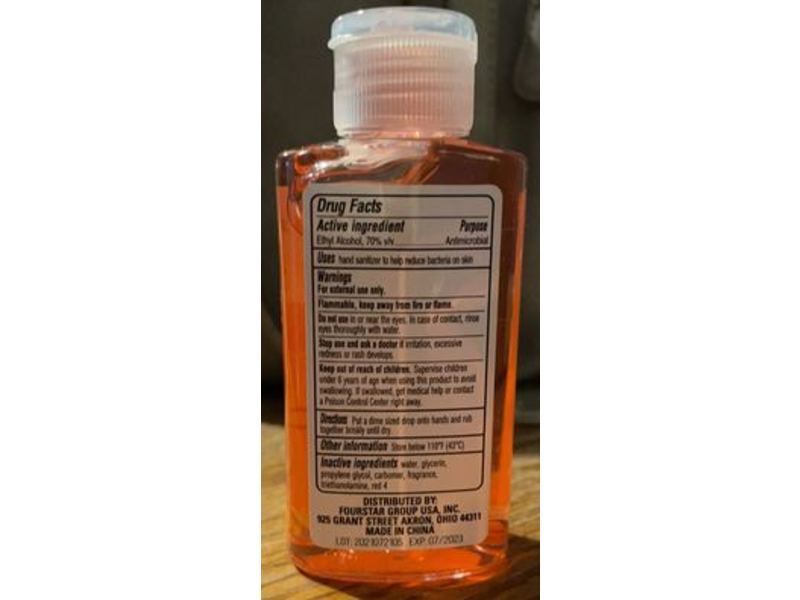 Fourstar Group Hand Sanitizer, Pomegranate & Vanilla, 3 fl oz/89 mL