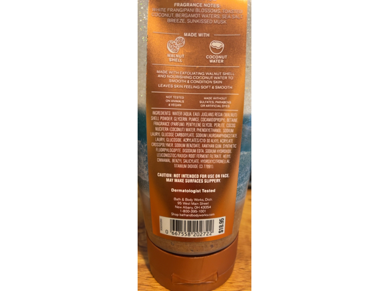 Bath & Body Works At The Beach Exfoliating Body Scrub, Walnut Shell + Coconut Water, 6.6 oz/187 g