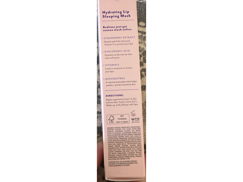 Patchology Hydrating Lip Sleeping Mask, Rose Lips, 0.50 fl oz/14.7 mL