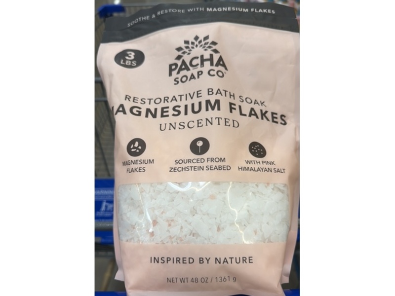 Pacha Soap Co Magnesium Flake Restorative Bath Soak, Unscented, 48 oz/1361 g