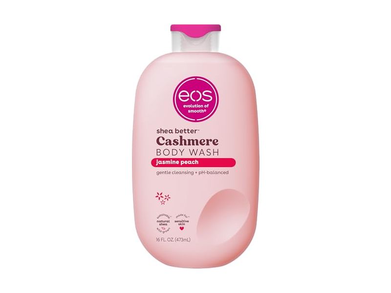 EOS Shea Butter Cashmere Body Wash, Jasmine Peach, 16 fl oz/473 mL