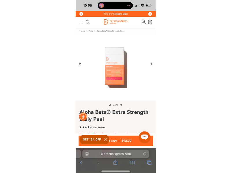 Dr Dennis Gross Extra Strength Daily Peel, Alpha Beta, 0.07 fl oz/2.2 mL, 30 Count