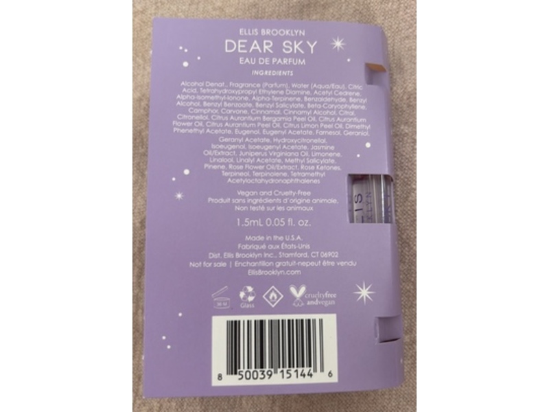 Ellis Brooklyn Eau De Parfum, Dear Sky, 0.05 fl oz/1.5 mL