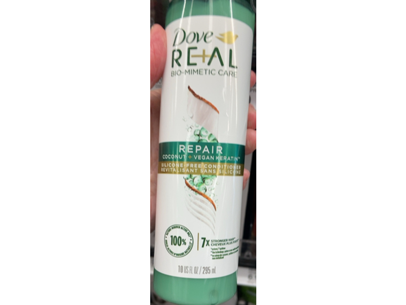 Dove Real Repair Silicone Free Conditioner, Coconut + Vegan Keratin, 10 fl oz/295 mL
