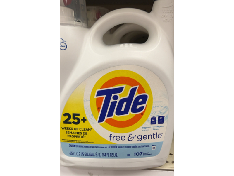 Tide Free & Gentle Liquid Laundry Detergent ,107 Loads, 154 fl oz/4.55 L