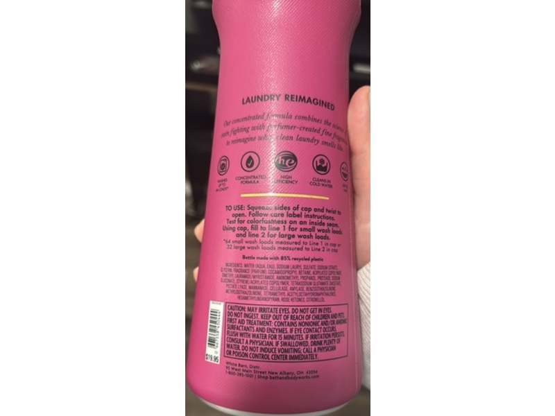Bath & Body Works White Barn Fabric Care Detergent, Cactus Blossom, 32 fl oz/946 mL