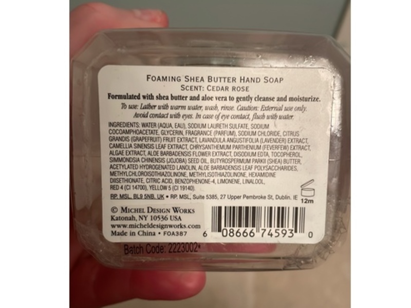 Michel Design Works Foaming Shea Butter Hand Soap, Cedar Rose, 17.8 fl oz/530 mL