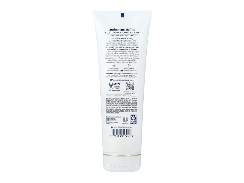 Dove Damage Therapy Amino Curl Define Soft Touch Curl Cream, 8 fl oz/236 mL