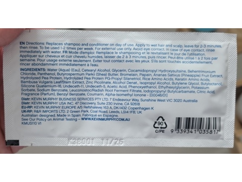 Kevin Murphy Restore Repairing Cleansing Treatment, 0.2 fl oz/7 mL