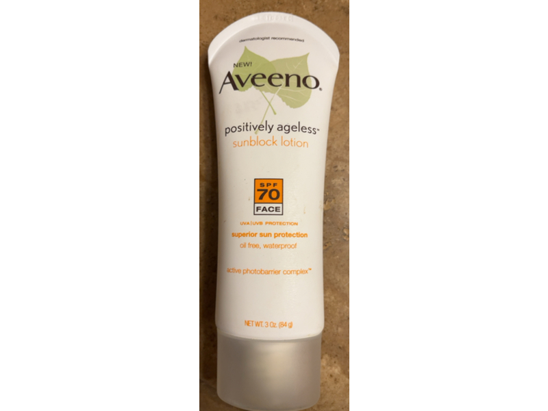Aveeno Positively Ageless Sunblock Lotion, SPF 70, 3 oz/84 g