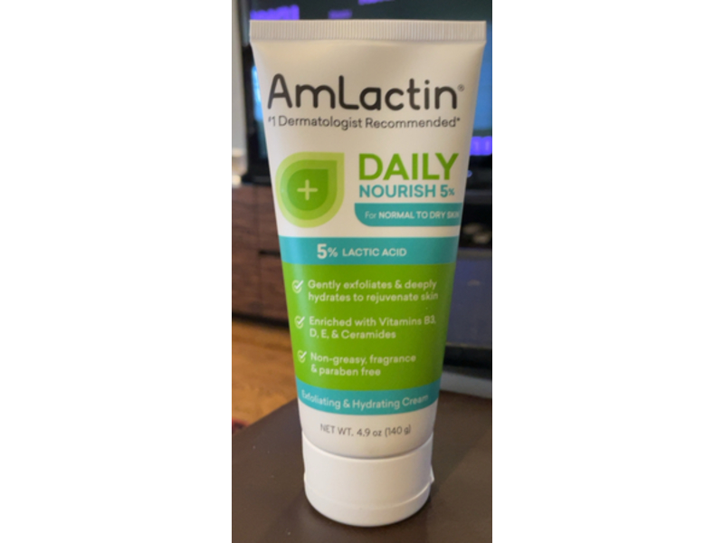 AmLactin Daily Nourish Body Cream, Exfoliating & Hydrating Cream, 4.9 oz/140 g