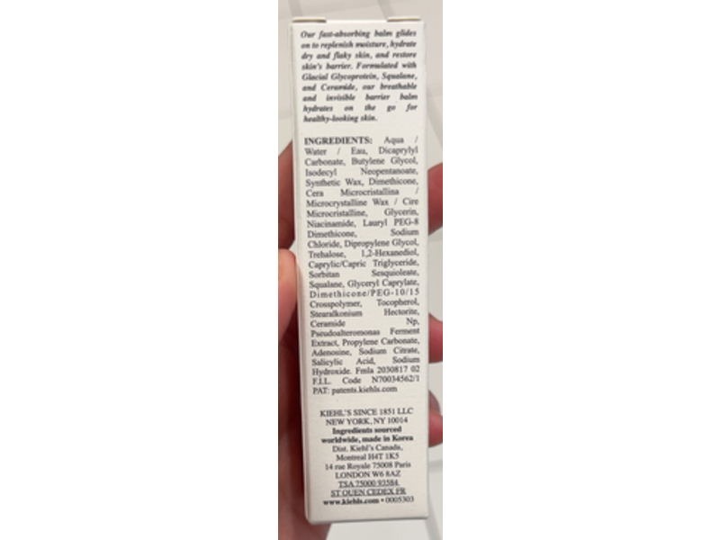 Kiehl's Since 1851 Ultra Facial Barrier Balm, Glacial Glycoprotein, Squalane & Ceramide, 0.3 oz/9 g