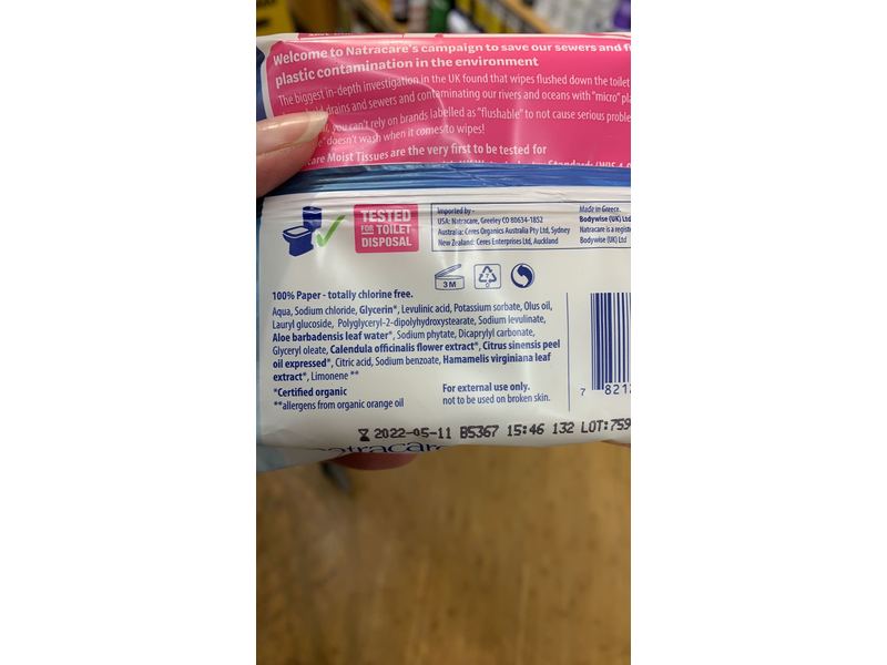 Natracare Safe to Flush Toilet Tissues, 30 count