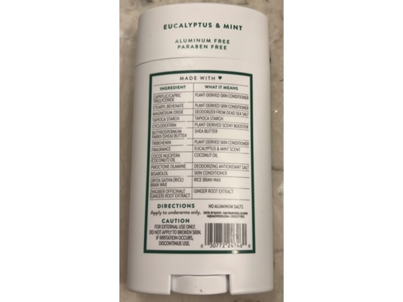 Native Deodorant, Eucalyptus & Mint, 3.1 oz/88 g