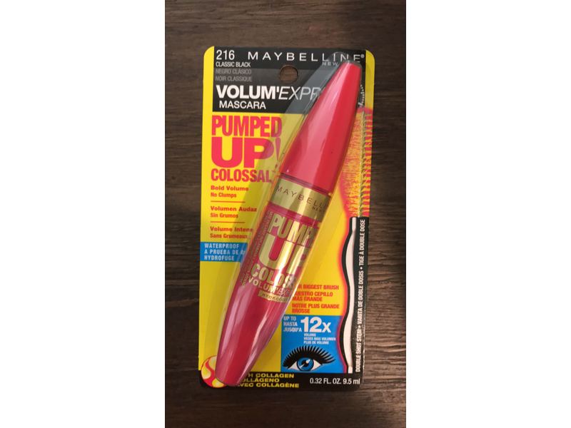 Maybelline New York Volum' Express Pumped Up! Colossal Waterproof Mascara, Classic Black, 0.32 floz